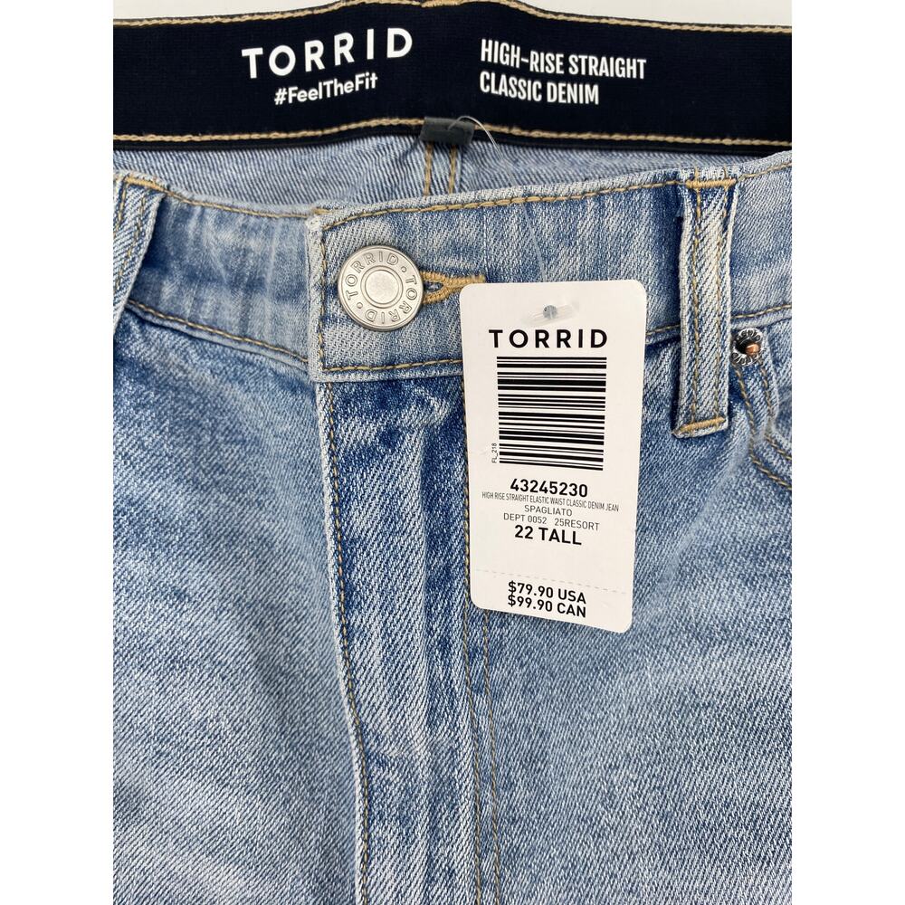 Torrid High Rise Straight Jeans 22 Tall Light Wash Classic Denim NWT - Picture 5 of 5